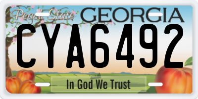 GA license plate CYA6492