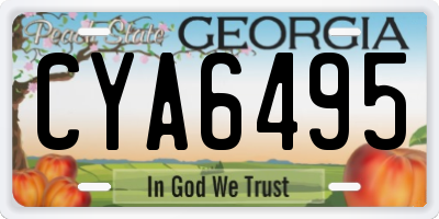 GA license plate CYA6495
