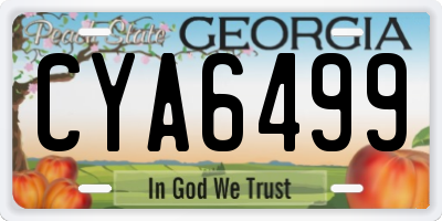 GA license plate CYA6499