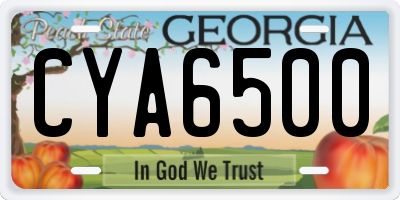 GA license plate CYA6500