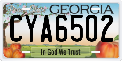 GA license plate CYA6502