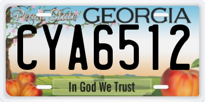 GA license plate CYA6512