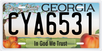 GA license plate CYA6531