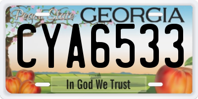 GA license plate CYA6533