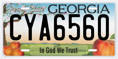 GA license plate CYA6560