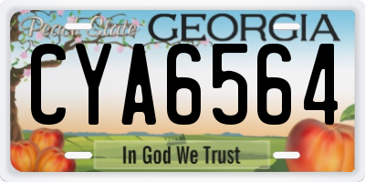 GA license plate CYA6564