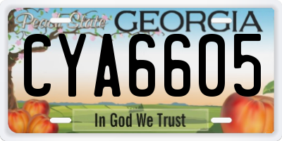 GA license plate CYA6605