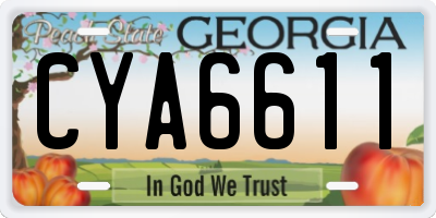 GA license plate CYA6611