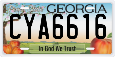 GA license plate CYA6616
