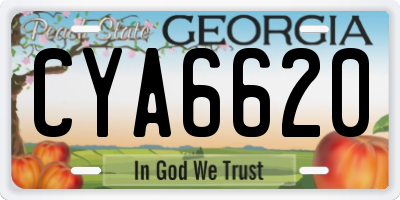 GA license plate CYA6620