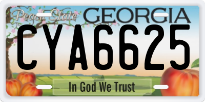 GA license plate CYA6625