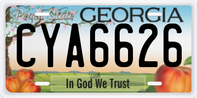 GA license plate CYA6626