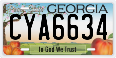 GA license plate CYA6634