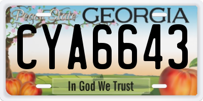 GA license plate CYA6643