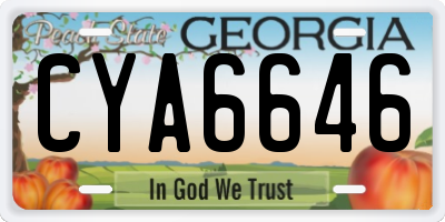 GA license plate CYA6646