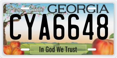 GA license plate CYA6648