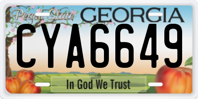 GA license plate CYA6649