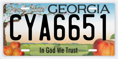 GA license plate CYA6651
