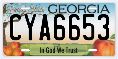 GA license plate CYA6653