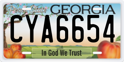 GA license plate CYA6654