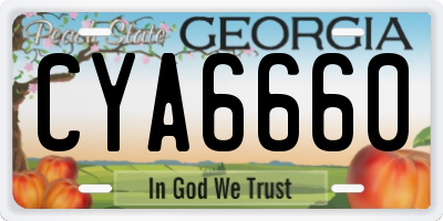GA license plate CYA6660