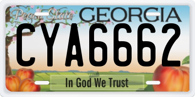 GA license plate CYA6662