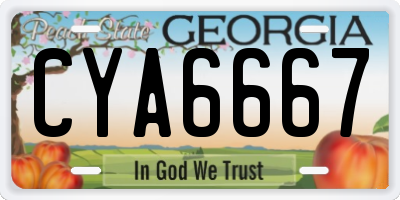 GA license plate CYA6667
