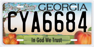 GA license plate CYA6684
