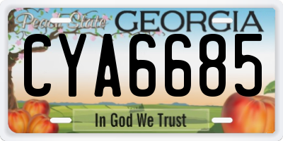 GA license plate CYA6685