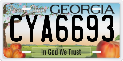 GA license plate CYA6693