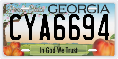 GA license plate CYA6694