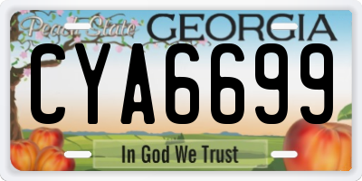 GA license plate CYA6699