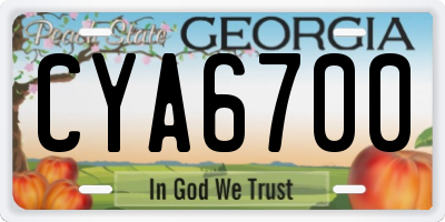 GA license plate CYA6700