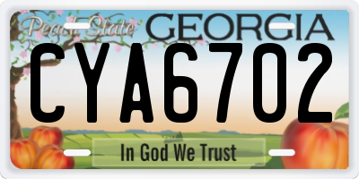 GA license plate CYA6702