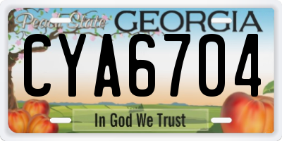 GA license plate CYA6704