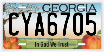 GA license plate CYA6705