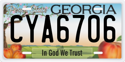 GA license plate CYA6706