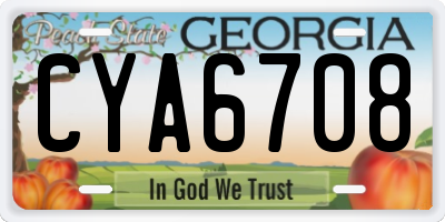 GA license plate CYA6708