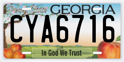 GA license plate CYA6716