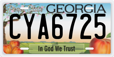 GA license plate CYA6725