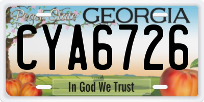 GA license plate CYA6726