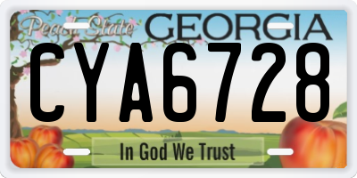 GA license plate CYA6728