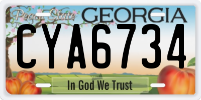 GA license plate CYA6734