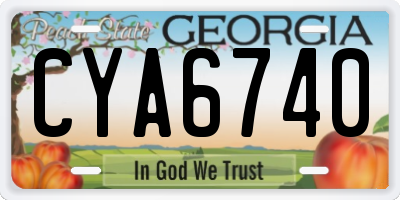 GA license plate CYA6740