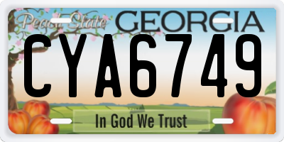 GA license plate CYA6749