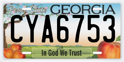 GA license plate CYA6753