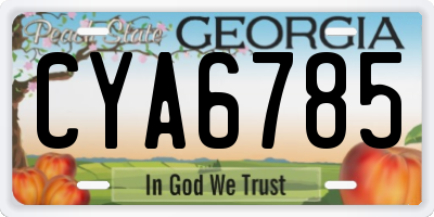 GA license plate CYA6785