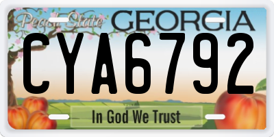 GA license plate CYA6792