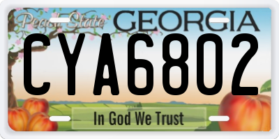 GA license plate CYA6802