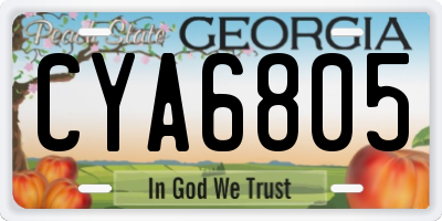 GA license plate CYA6805